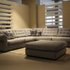 Corner sofa Isabelle with padded back cushions gray sand color