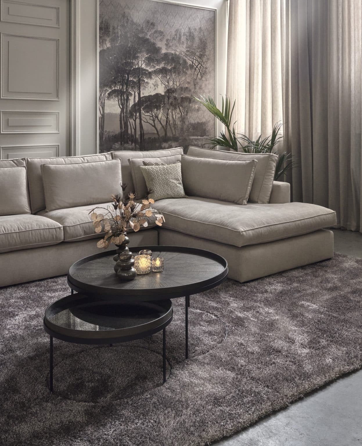 Annabelle corner sofa by Room108 in soft beige fabric
