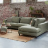 Corner sofa Gigi with an ottoman element in a Hunter green fabric