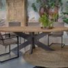 Dining room table Big oval with wooden spider leg and dining room chairs