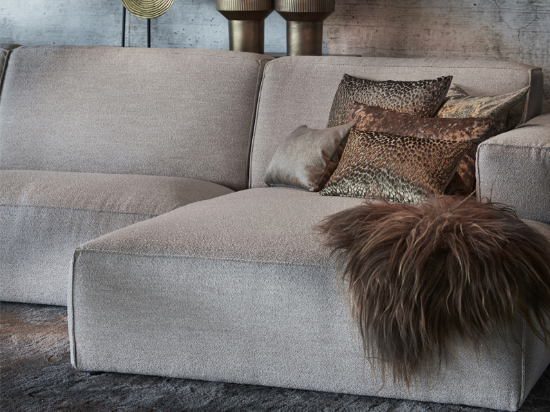 Corner sofa Elise Square : U sofa in a boucle fabric, color natural.
