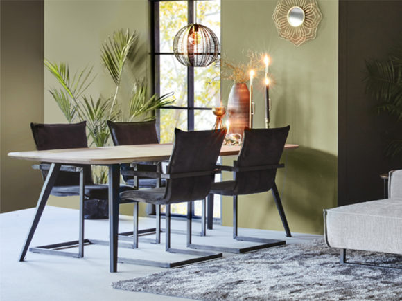 Webshop Dining room table + Dining room chairs Dex (slanted)