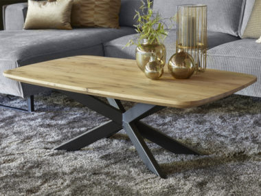Organic coffee table with metal spider leg