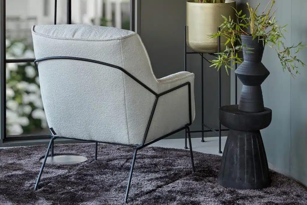Ivoorkleurige boucle fauteuil rick smal