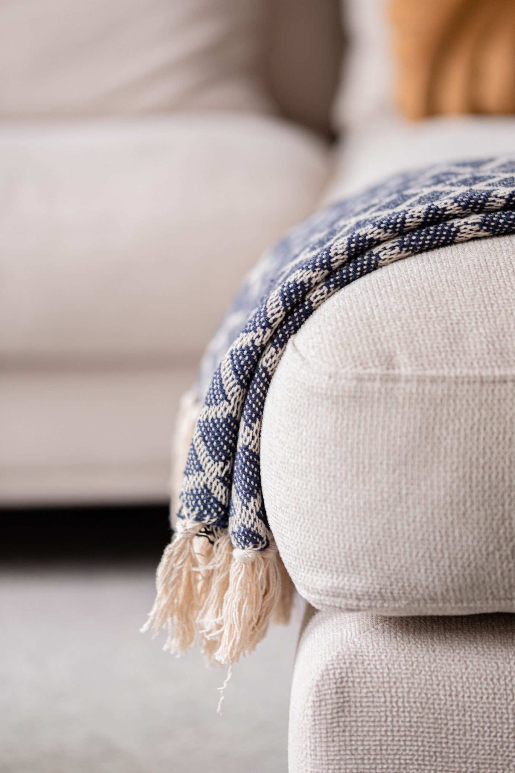 detail fabric of beige sofa
