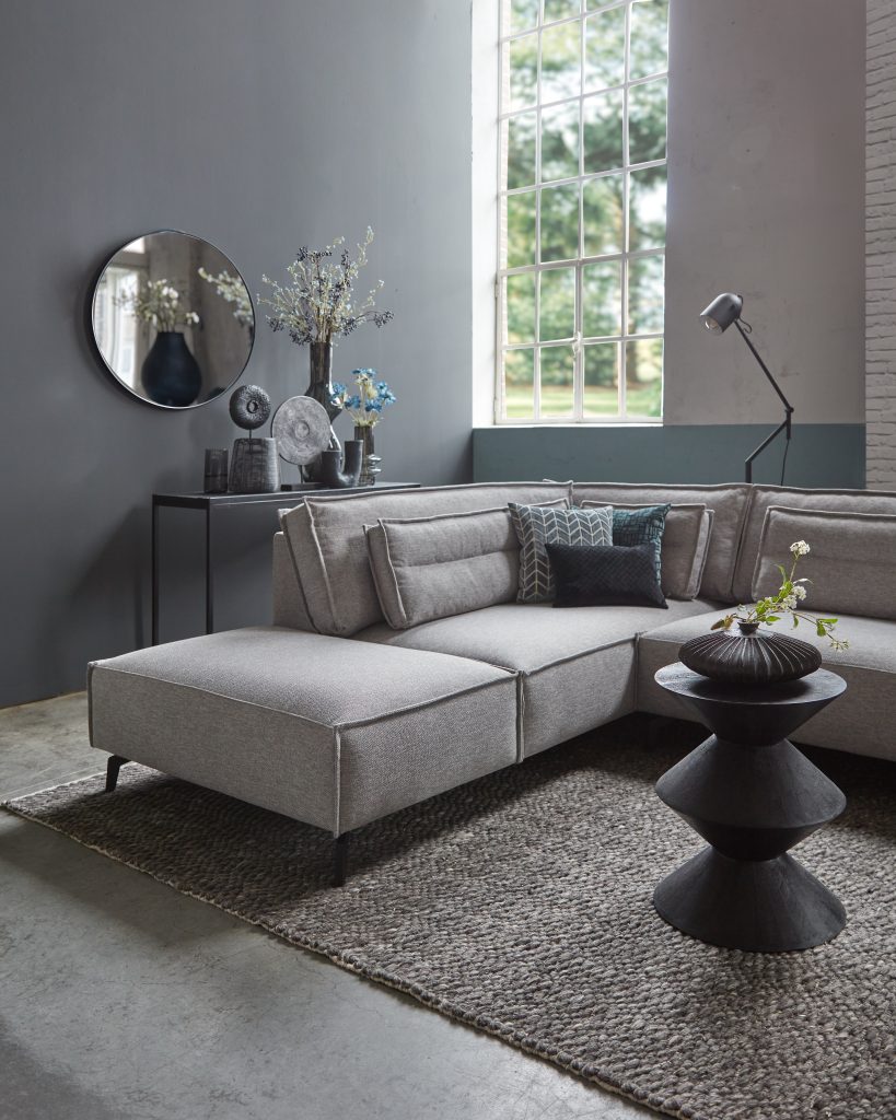Gray corner sofa ottoman