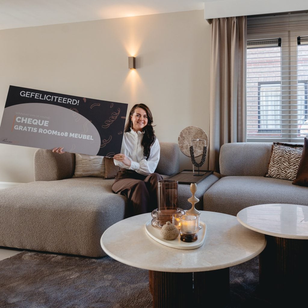 Winner of the April 2026 giveaway with the Emanuelle corner sofa from the Room108 collection.