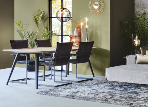 tavolo da pranzo organico e sedie per sala da pranzo Dex